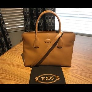 Tod’s Carmel Smooth Leather Satchel Shoulder Purse